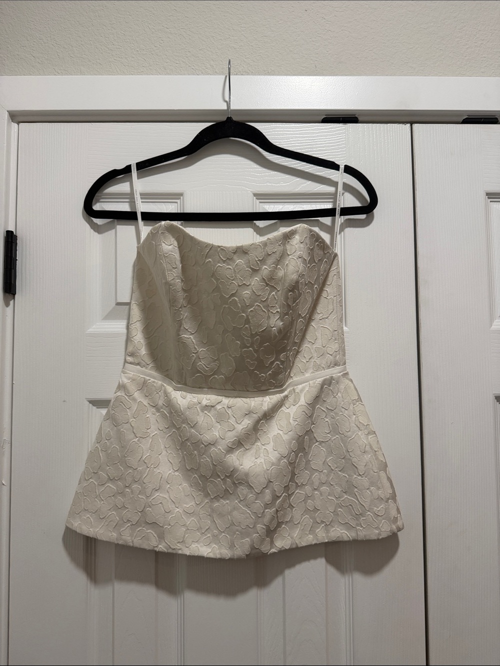 Camilla and Marc Plexy Bustier White With Ivory Peplum Top Size 6